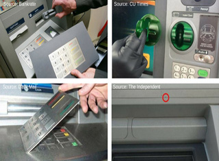 Montage of four ATM scam images